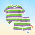 thumbnail image 5 of Asxite Boys 1-14 Years Striped Short Sleeve Crewneck Tops with Shorts 2 Piece Set Purple 7-8 Years, 5 of 5