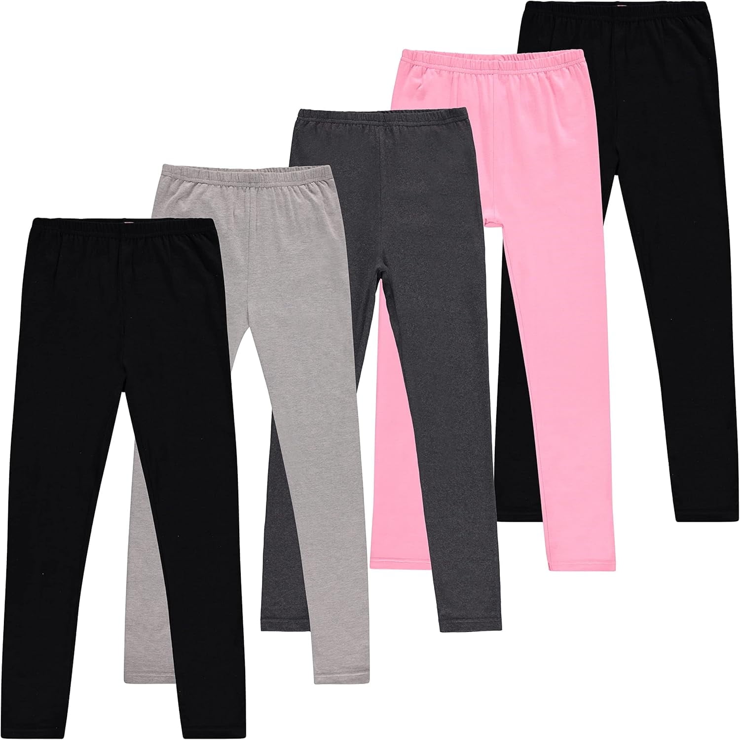 Pink Angel Girls' Cotton Stretch Leggings, 5-Pack photo 1