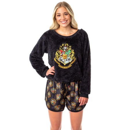 

Harry Potter Womens Hogwarts Crest Sweater and Shorts Sleep Pajama Set (L)