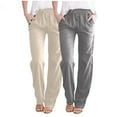 thumbnail image 1 of VEKDONE Womens Cotton Linen Long Pants Gray M, 1 of 9