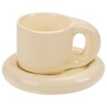 thumbnail image 1 of Chubby Taza de café con plato 270ml Chubby Funny Mug con asa 9oz Delicado y lindo juego de taza y platillo Taza de cerámica portátil novedad Taza de café crema mate para regalos Té Bebidas calientes O, 1 of 10