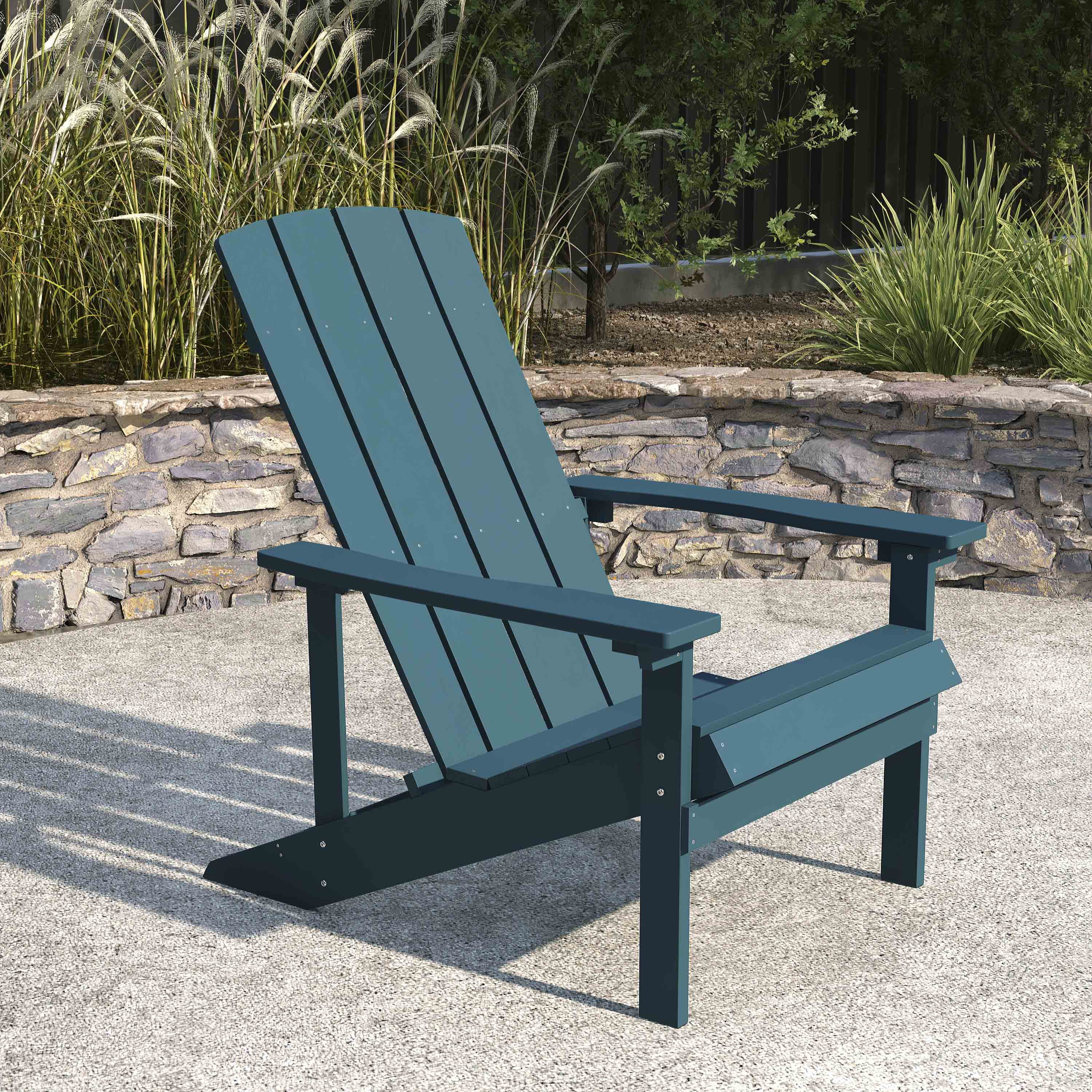 Merrick Lane Sea Foam Adirondack Patio Chair With Vertical Lattice Back And Weather Resistant Frame