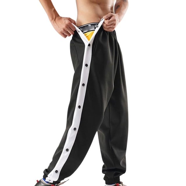 Honganda Men Jogger Pants Contrast Color Sides Buttons Stretch Workout Trousers Sweatpants Streetwear