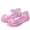 Pink, variant on Xfvqtps Girls Jelly Shoes Transparent Crystal Sandals Bow Hook and Loop Strap Close Toe Summer Princess Comfortable Beach Shoes