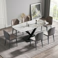 thumbnail image 4 of 70.87" Modern Sintered Stone Dining Table - Pandora White, Seats 6-8, Black Metal Legs, Stain-Resistant, Kitchen/Dining Room. Durable & Stylish!, 4 of 12