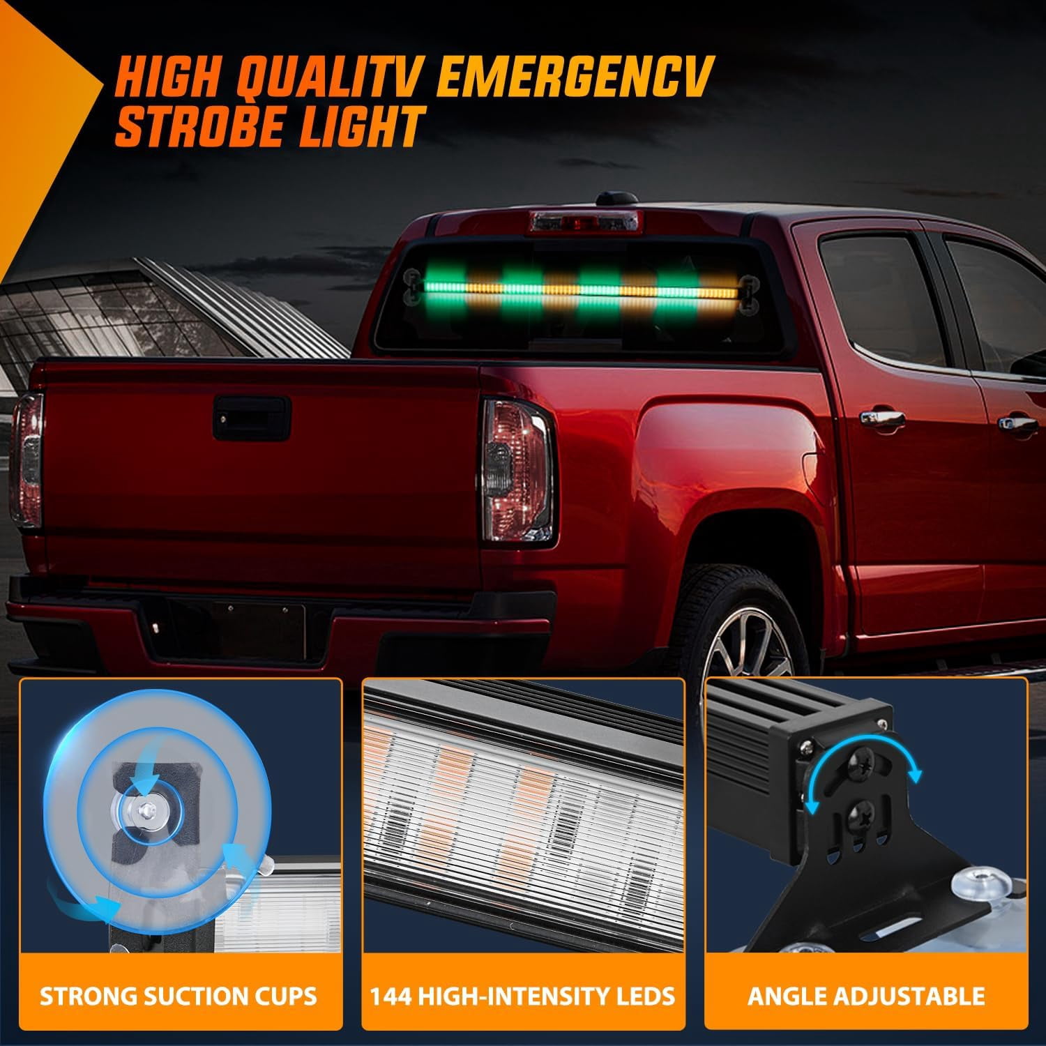 Nilight 144LED Vehicle Safety Light Bar with Controller, Amber Green Warning Lights for Off-Road & Work Vehicles