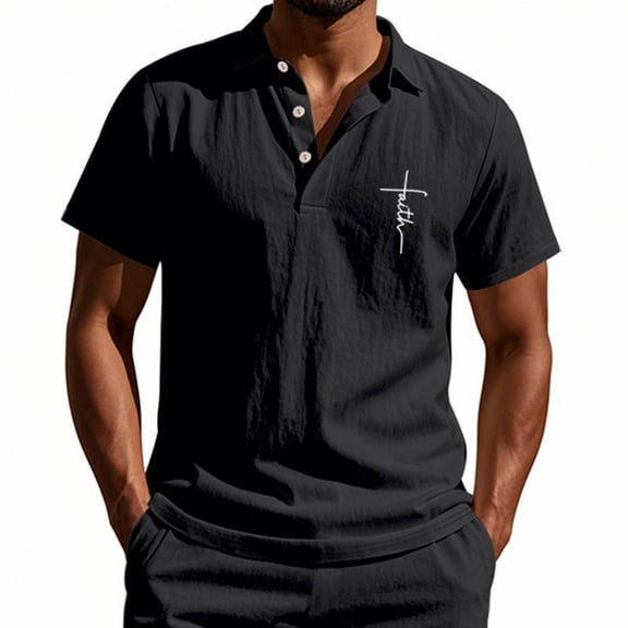 Yaoyar Mens Lapel Top Cotton And Linen Casual Short-Sleeved Cross-Print Shirt Casual Button Down Shirts Short Sleeve Linen Shirts Summer Beach Dress Shirt