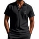 thumbnail image 1 of Blusa y camisa de manga corta con cuello vuelto para hombre, color liso, moda de verano, estampado informal, manga corta, botones, cuello vuelto, bolsillo, camisa de poliéster para hombre, 1 of 9