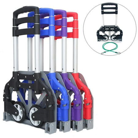 UBesGoo Portable Aluminum Folding Hand Truck Dolly Heavy-Duty Luggage Trolley Cart w/Telescoping Handle and PU Rubber Wheels for Home, Auto, Office,Travel Use (Multi-color)