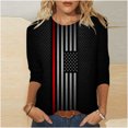 thumbnail image 3 of Womens Long Sleeve Knit Tops Round Neck Women's Fashion Casual Round Neck 3/4 Sleeve Printed Loose Shirt Blouse Tops Printed Long Sleeve Pullover Sweatshirt Tops Stripe Button Long Sleeve Pullover, 3 of 5