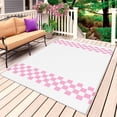 thumbnail image 4 of Outdoor Rug 3x5 ft Pink Check Plaid Outdoor Large Area Rug Non Slip Rubber Buffalo Farmhouse Style Pattern Front Door Mat RV Rug Carpet Patio Outdoor Rugs for Backyard Balcony Deck Porch Indoor, 4 of 9