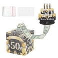 thumbnail image 1 of Caja de dinero para el 50 cumpleaños, caja de extracción de dinero con 100 bolsas transparentes para decoraciones de fiesta, negro y dorado., 1 of 6