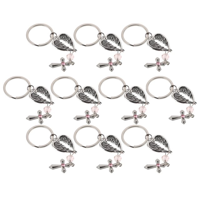 CRILSTYLEO 10Ud Llavero Cruz Con Alas Para Bolsa Y Llaves Con Símbolo De Fe Cristiana