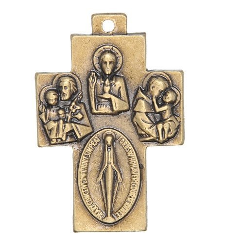Many Saint Medals Cross With Miraculous Medal And Jesus The Word 3 2 Cm Or 1 3 Inches Bronze Walmart Com Walmart Com