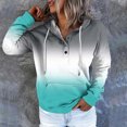 thumbnail image 5 of WEAIXIMIUNG Chandails en Molleton Courts pour Femmes Chandail à Capuchon Automne et Hiver Style de Rue Changeant Progressivement de Couleur Col à Boutons Poche Cordon de Serrage Chandail à Capuchon de Sport Décontracté (2), 5 of 5