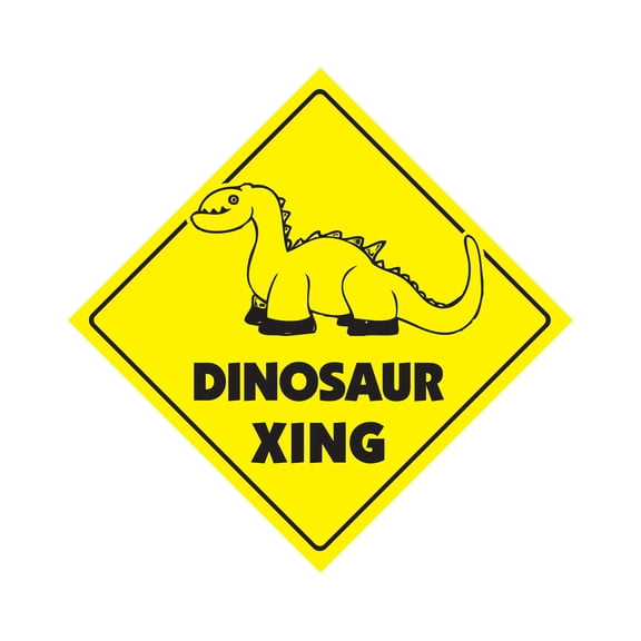 Dinosaur Crossing Plastic Sign Decal Zone Xing Indoor Outdoor prehistoric t rex