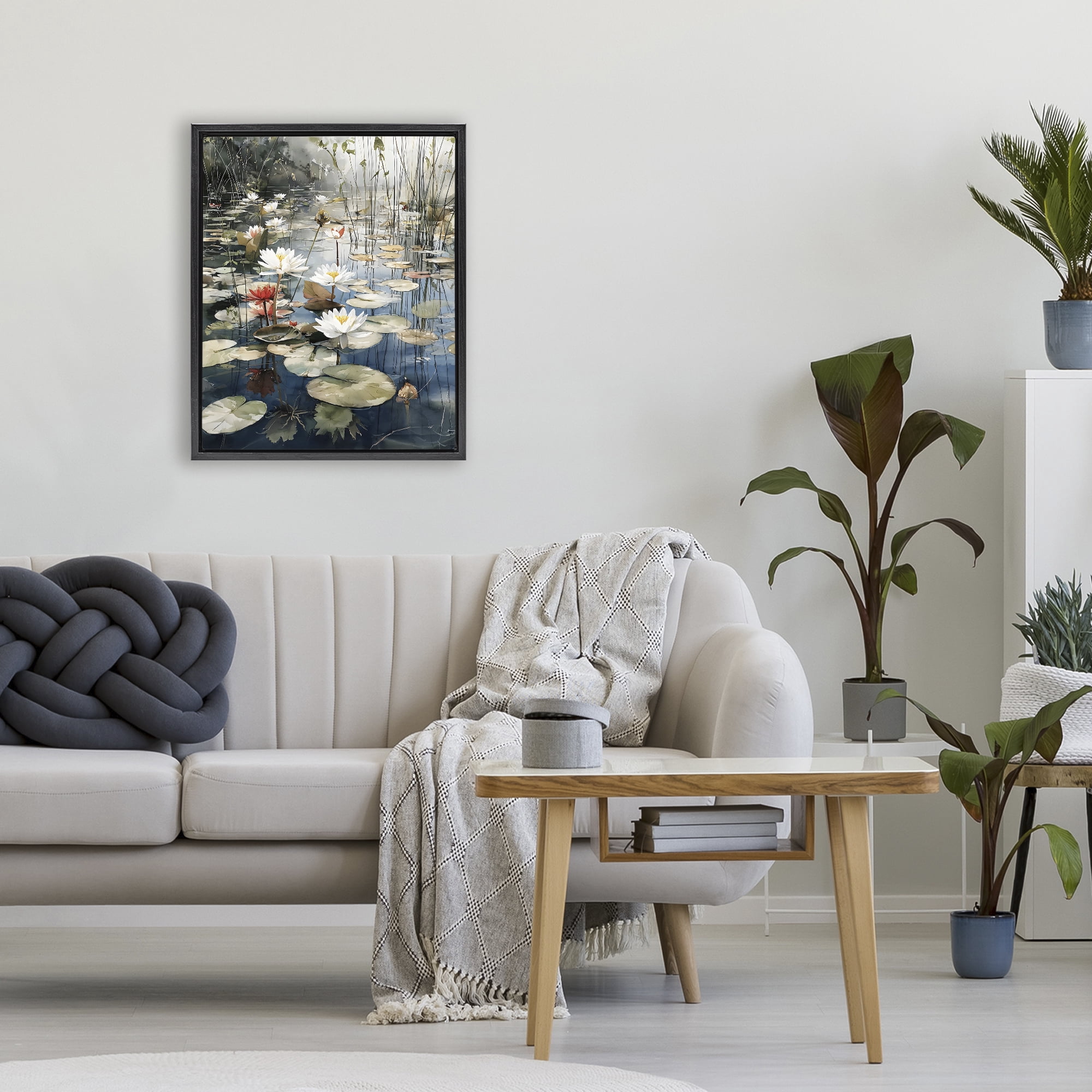 Stupell Industries Lily Wonder Pond Black Framed Floater Canvas Wall Art, design by Franklyn Gregory