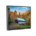 thumbnail image 3 of Stupell Woodland Covered Bridge Mountain Foliage Landscape Photography Gray Floater Framed Art Print Wall Art, 3 of 6