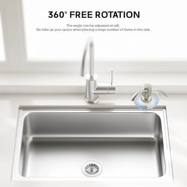 Brushed Nickel Soap Dispenser For Kitchen Sink – 13oz Bottle, Easy DIY Install