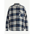 thumbnail image 4 of No Boundaries Slouchy Flannel Shirt with Side Pockets, Women's, 4 of 4