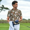 thumbnail image 4 of Daiia Rabbits on Floral Pattern Men’s Polo Shirts,Solid Deck Shirt,Classic Fit, Breathable Cotton Polo for Casual and Sport Wear-XX-Large, 4 of 7
