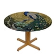 thumbnail image 3 of WYYP Peacock Birds Garden Round Tablecloth Waterproof Resistant Fabric 100% Polyester Fiber White, 3 of 8