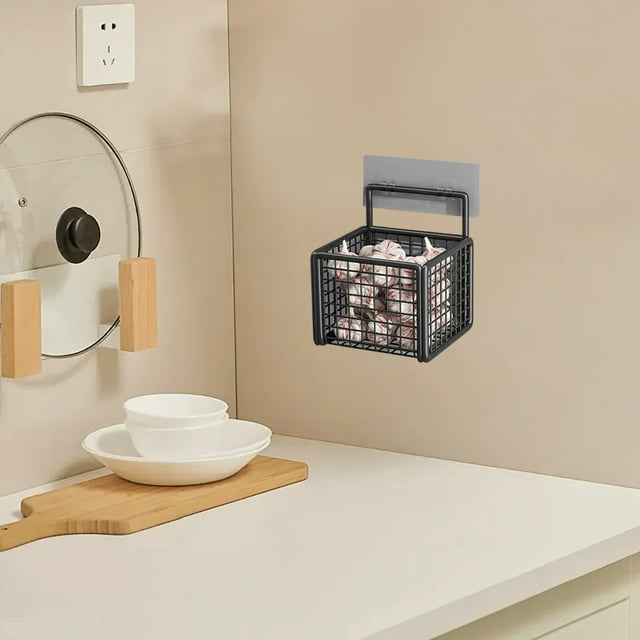 Meitianfacai Kitchen Shelf Condiments Spice Punch-Free Basket Kitchen Wall Mounted Ginger Garlic Seasoning Storages Racks