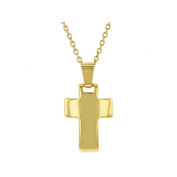 In Season Jewelry 18k Gold Plated Plain Small Pendant Cross Necklace