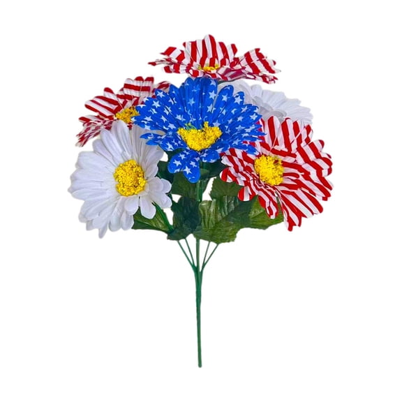 Memorial Day Flowers For Cemetery,Artificial Flowers,Mixed Bush Memorial Day Flower Red White Blue Flowers Patriotic Bouquet 4th of July Flowers(Red White Blue 18.5x13x8.5in)from ANMUYUM