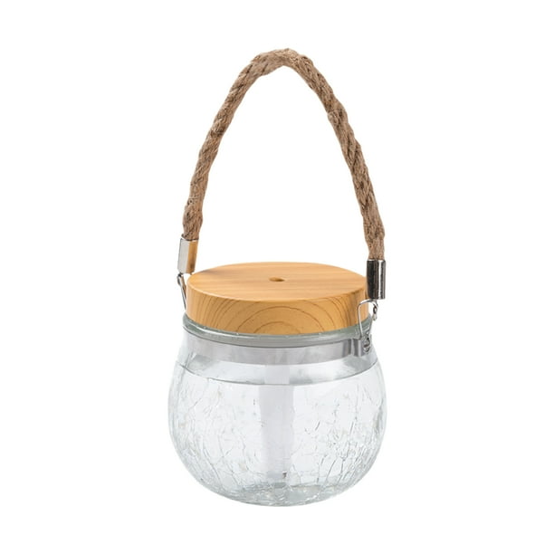 Humidificador de vapor de vidrio con humidificador de tarro de albañil de 400 ml con aceite esencial de mango de cuerda de luz nocturna de 7 colores