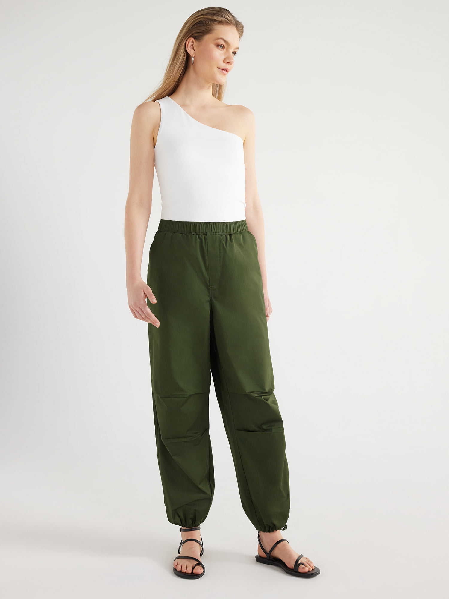 Scoop Women’s Cotton Parachute Jogger Pants, 28'' Inseam, Sizes XS-XXL