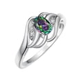 thumbnail image 4 of RYLOS Rings for Women 14K White Gold Ring Classic Style Birthstone Ring 6X4MM Gemstone & Diamonds June Alexandrite Jewelry for Women Size 7, 4 of 8