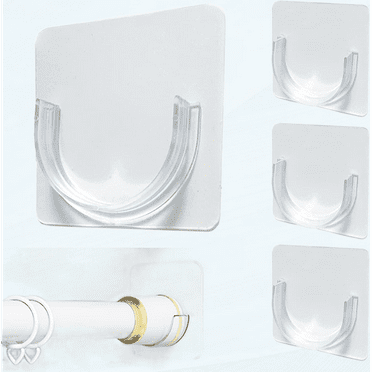 Transparent Shower Rod Bracket No Drilling, Adhesive Tension Curtain Rod Holder (4 Packs)