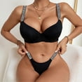 thumbnail image 3 of Women Rhinestone Straps Underwear Bra and Panties Set, Sexy Lingerie 2-Piece Underwear Set Babydoll Nightwear for Female Women Girl, 3 of 5
