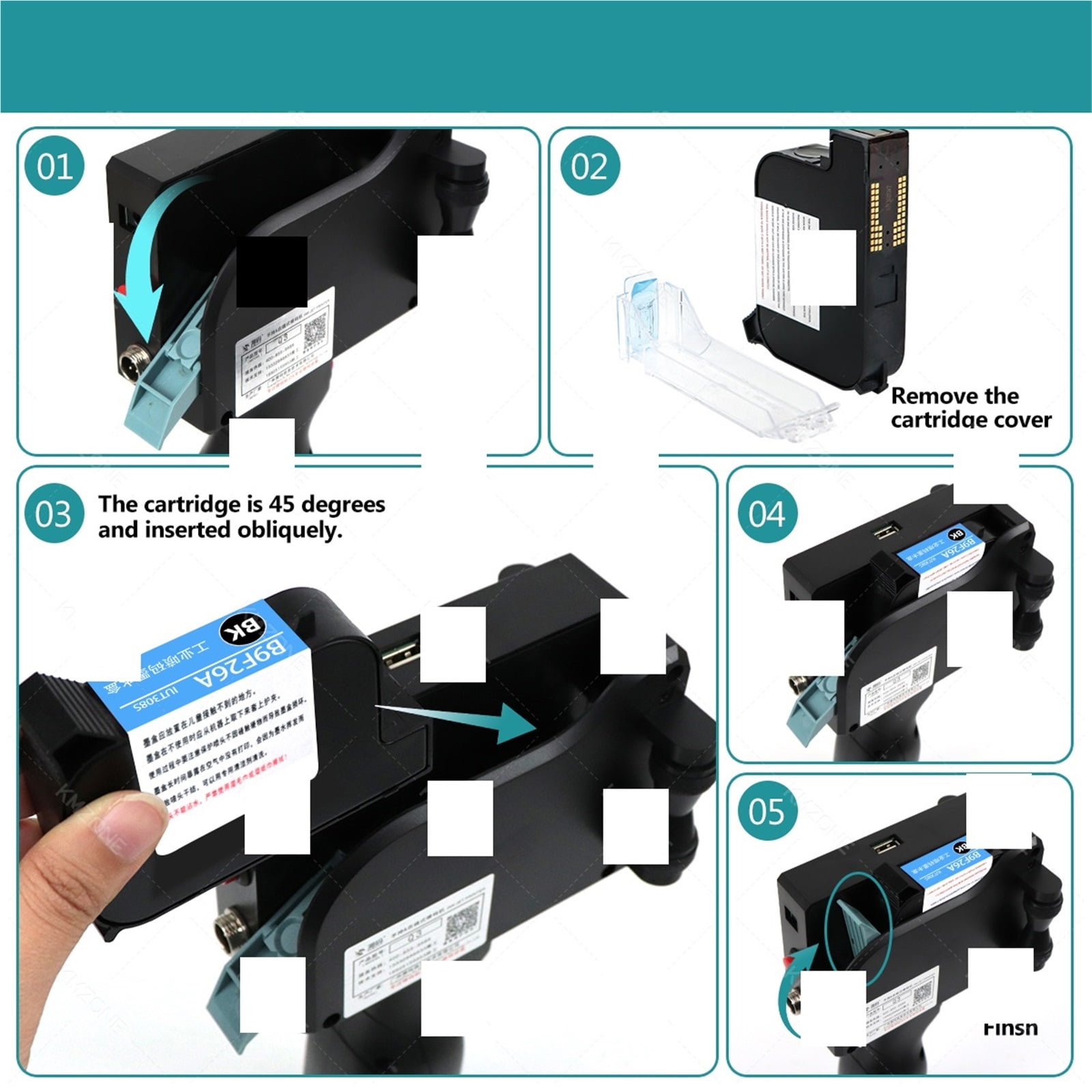 25.4MM Printing Height Expiry Date Label Coding Portable Thermal Inkjet Printer With Color Cartridge Ink
