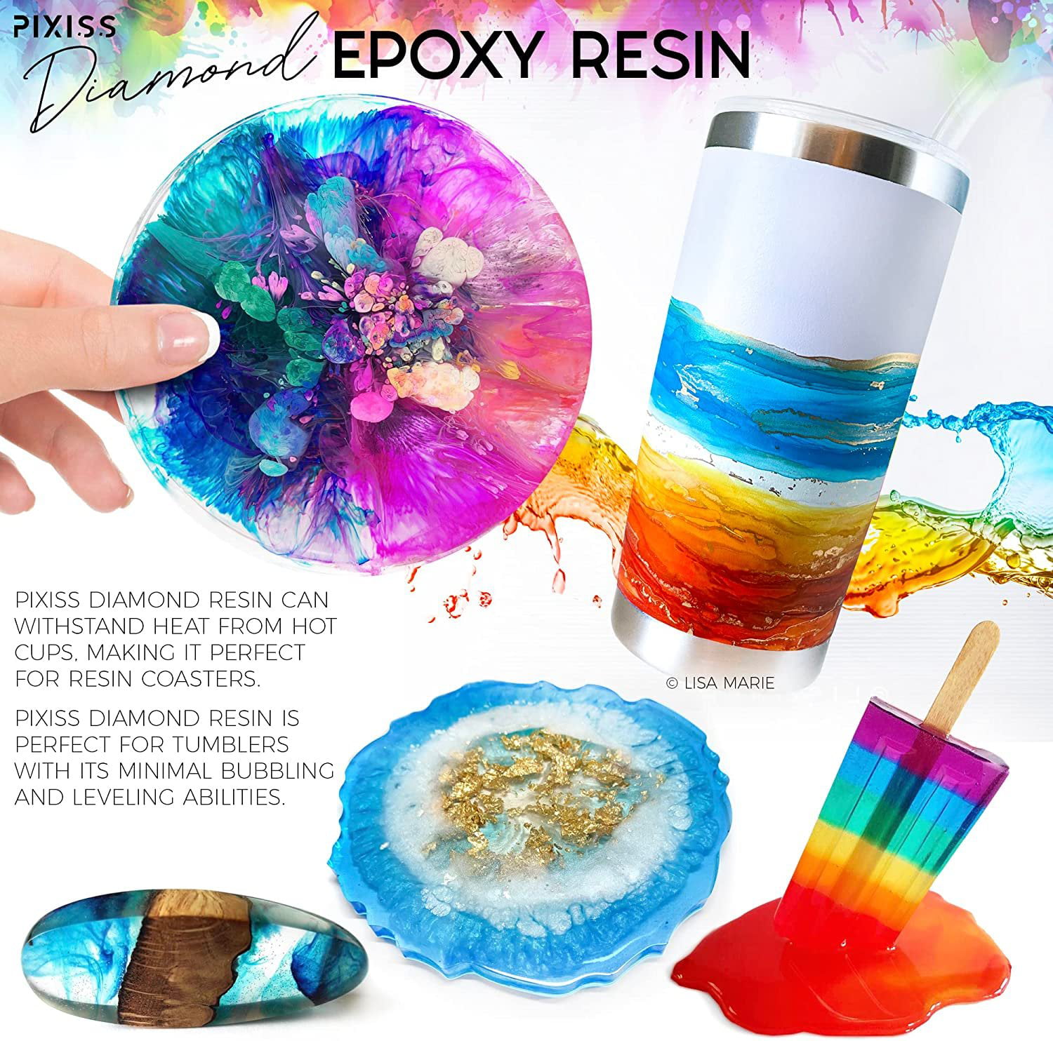 Epoxy Resin Crystal Clear Casting Resin for Epoxy and Resin Art Pixiss  Brand Easy Mix 2 Gallon Kit Supplies for Tumblers, Jewelry Resin, Molds,  Crafting Resin Kit 