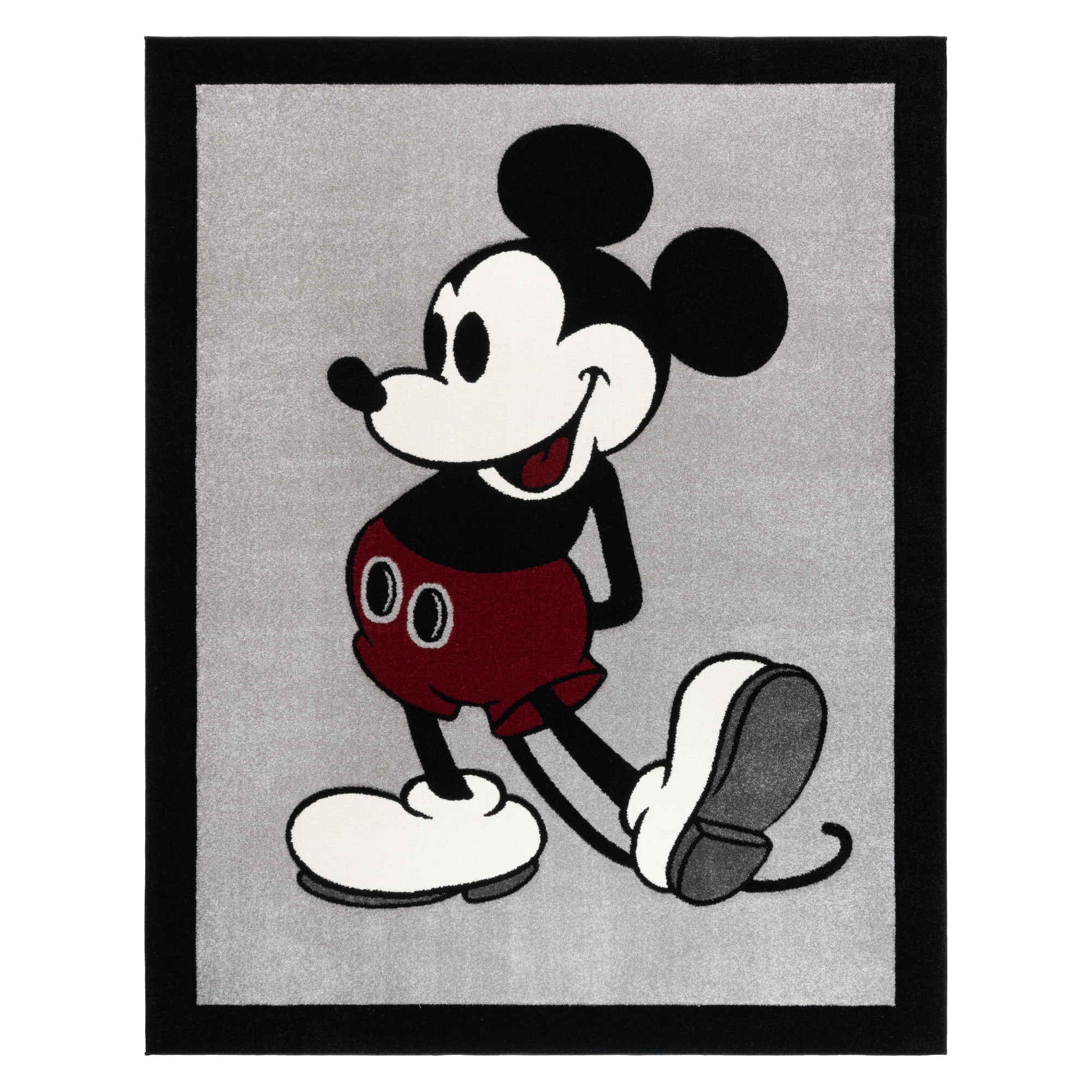 Disney Bravo Classic Pose Mickey Mouse Modern Geometric Gray Indoor Area Rug, 8x10