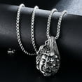 thumbnail image 2 of Men's Retro Stainless Steel Half Buddha Half Devil Pendant Necklace Religion Good and Evil Jewelry, 2 of 4