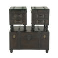 thumbnail image 6 of DecMode Wood Vintage Faux Leather 4 Drawer Bench with Faux Leather Straps and Studs, Brown, Set of 3, 6 of 17