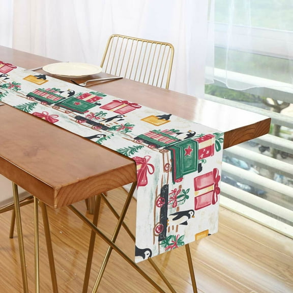 Yayeee Table Runner 70 inches Long Home Kitchen Dinning Party Decoration, Christmas Train