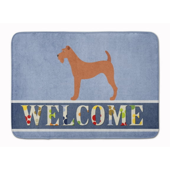Irish Terrier Welcome Machine Washable Memory Foam Mat Blue