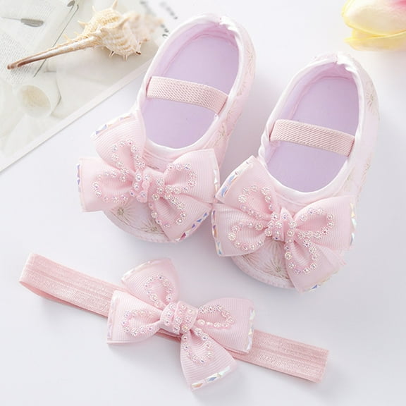 CHUOU Baby Shoes Fashion Soft Sole Toddler Shoes Pearl Dress Flower Princess Shoes Toddler Shoes