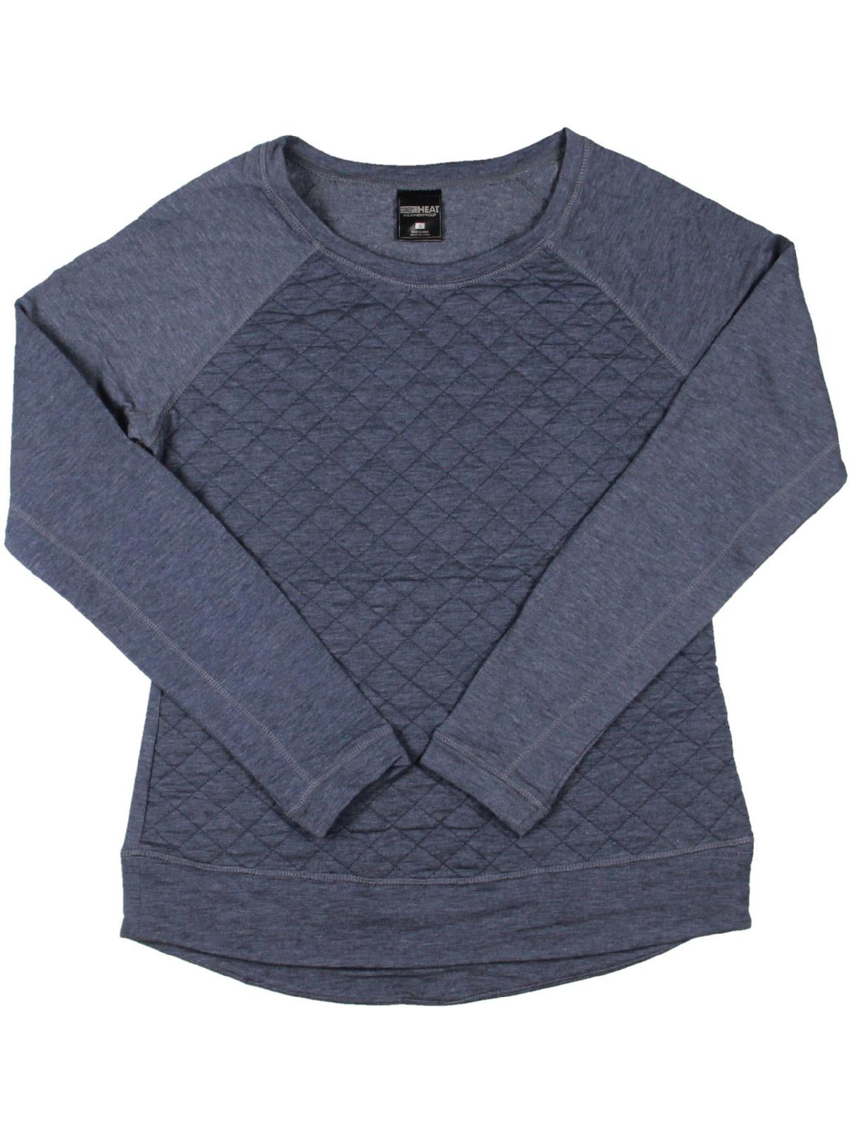 32 Degrees Heat by Weatherproof Womens Quilted Fleece Sweatshirt Blue L ...