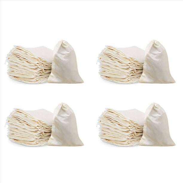200 Bolsas de Muselina de Algodón de 4 X 6 Pulgadas, Bolsas Reutilizables con Cordón para Té, Bolsitas de para Fiestas, Almacenamiento en el Hogar