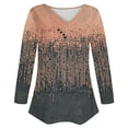 thumbnail image 5 of Craaazy Women's Fashion Printed Fall Tunics Long Gifts Sleeve Tops Cross V Neck Shirts Loose Casual Blouses with Decor Button, 5 of 6