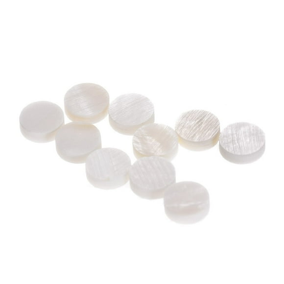 Touche de repère de touche de manche de touche de diamètre de 6 mm avec incrustations de points blanc mère de nacre Shell Pack de 10
