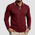 thumbnail image 2 of GEWSEY Mens Polo Shirt Long Sleeve Casual Button Dress Knit Golf Polo Shirt (Wine, XL), 2 of 6