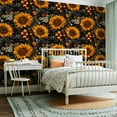 thumbnail image 2 of Peel and Stick Wallpaper Contact Paper Boho Dark Sunflower Retro Abstract Antique Black Orange Sunflowers Self Adhesive and Removable 23.6in x 118in, 2 of 8