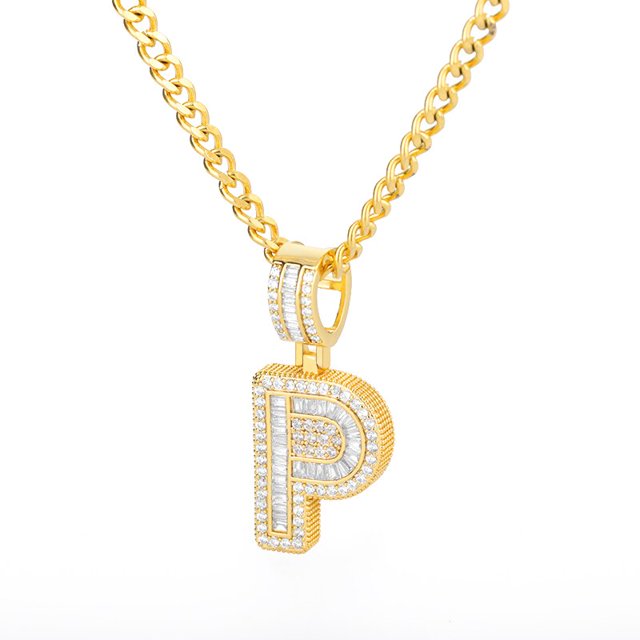 Collar con letras iniciales de Bling Savage para mujer, colgante de acero inoxidable 26 AZ, collar de cadena de hielo brillante, joyería de Hip Hop para hombres Tan Jianjun unisex
