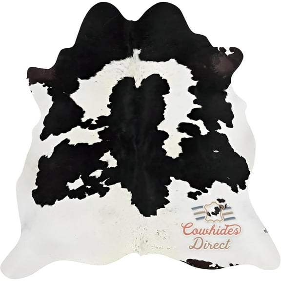 Direct Genuine Cowhide Rug - Black & White for Living Room, Bedroom & More - Authentic Cow Rug (6'x6')